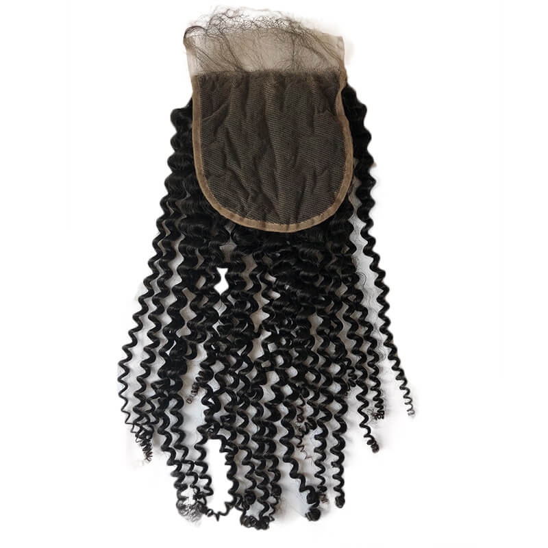 Transparent HD Swiss Thinner lace Kinky Curly Lace Top Closure Natural Baby Hair Bleached Knots Brazilian Human Hair Lace Size 5x5