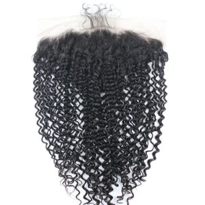 13x6 Curly Brazilian Human Hair Lace Frontal Closures Ear To Ear Bleached Knots With Baby Hair Natural Color - Image 2