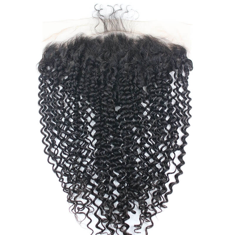 13x6 Curly Brazilian Human Hair Lace Frontal Closures Ear To Ear Bleached Knots With Baby Hair Natural Color - Image 2