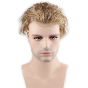 Men's Toupee 10"x8" Human Hair Thin Skin Hairpiece Hair Replacement Wigs Mono Lace Net Base for Men #21 Ash Blonde Color - Image 9