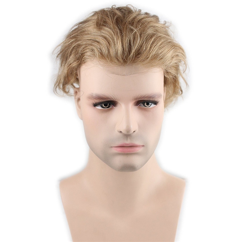 Men's Toupee 10"x8" Human Hair Thin Skin Hairpiece Hair Replacement Wigs Mono Lace Net Base for Men #21 Ash Blonde Color - Image 9