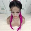 13X6" Fully Top Braided Lace Front Cornrow Braided Wigs With 2 Ponytails Lightweight Synthetic Lace Frontal Twisted Wigs With Baby Hairs For Women