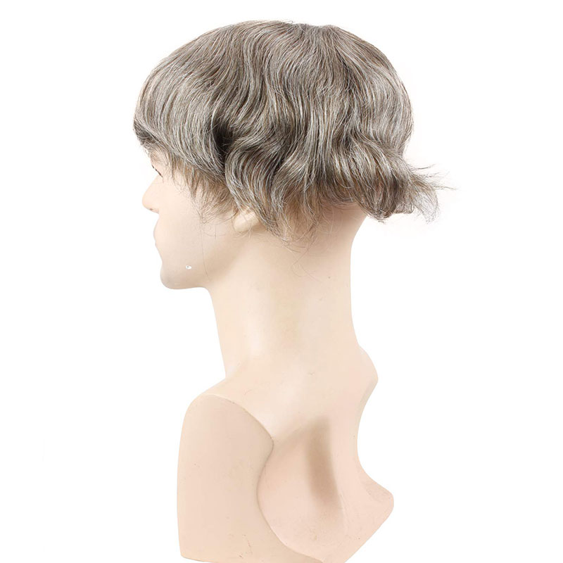 Men's Toupee Human Hair Monofilament Net Base Thin Skin Around with Combs Toupee for Men #2 Mixed 60% Grey - Image 15