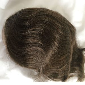 Men's Toupee PU Base With Frontal Swiss Lace Net 100% Virgin Human Hair Hairpieces Replacement System For Men 10x8 "Base Size - Image 10