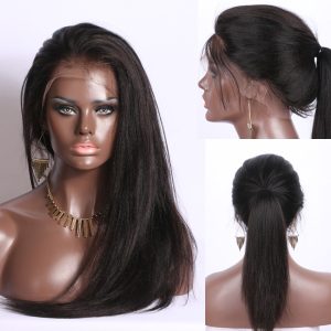 Wholesale Full Lace Wigs Yaki Straight Brazilian Hair Wig Human Hair 360 Circular Wig Bleached Knots Natural Color - Image 3