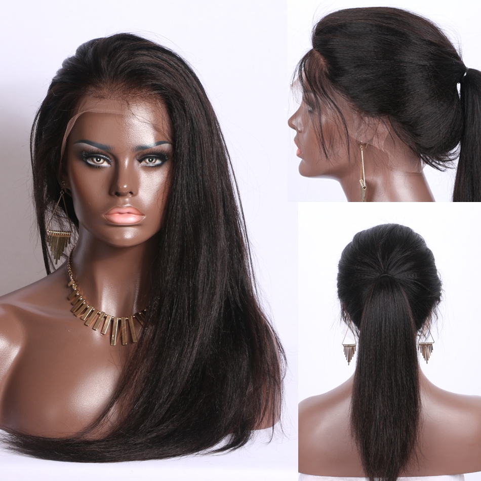 Wholesale Full Lace Wigs Yaki Straight Brazilian Hair Wig Human Hair 360 Circular Wig Bleached Knots Natural Color - Image 3