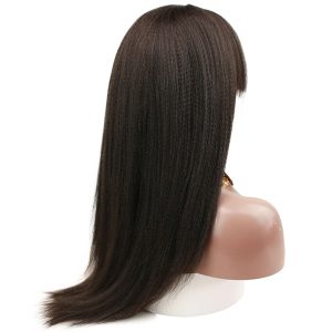 Pre Plucked Human Hair Lace Wigs With Bangs Italian Yaki Human Hair Wigs for Black Women with Baby Hair - Image 7