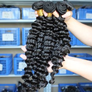Natural Color Peruvian Human Hair Deep Wave Hair Weave 3 Hair Weave Bundle Deals - Image 5