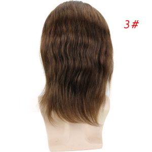 Long Human Hair Toupee for Men 12inch 10x8 Hairpieces Human Hair Mens Toupee Mono Net with PU around Natural Black Color Men Wigs - Image 5