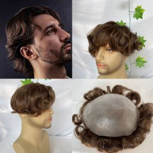 Men Toupee 100% Remy Human Hair 0.02-0.03mm Ultra Thin Skin PU Base Men Toupee Hair Prosthesis 8x10inch Hair Replacement System Remy Hair Pieces 7# Brown - Image 5