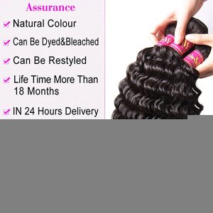 Brazilian Deep Wave Remy Hair 4x4 Lace Closure with Bundles, Unprocessed Human Hair Extensions Natural Color - Image 3