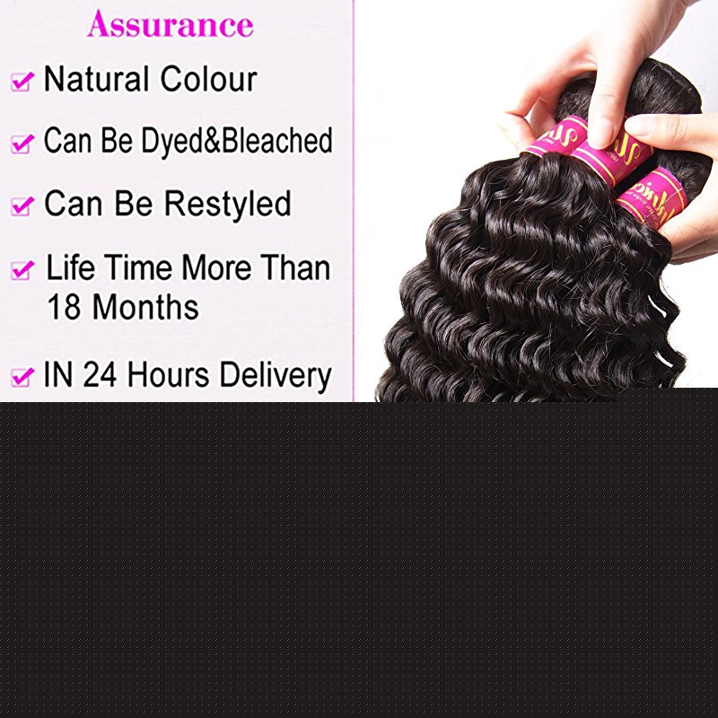 Brazilian Deep Wave Remy Hair 4x4 Lace Closure with Bundles, Unprocessed Human Hair Extensions Natural Color - Image 3