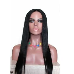 Alternative view of Human Lace Front Wigs With Baby Hair Natural Black Silk Straight Peruvian Hair Wig With Natural Baby Hair Bleached Knots