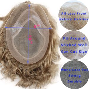 Men's Toupee 10x8 Human Hair 7# Brown Mens Toupee Thin Skin Around with Mono Lace with PU - Image 26