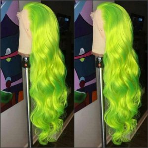 Alternative view of Transparent Lace Green Wig Body Wave Brazilian Hair Wigs For Women Ombre Closure Wig Green Glueless Lace Front Human Hair Wigs
