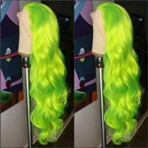 Alternative view of Transparent Lace Green Wig Body Wave Brazilian Hair Wigs For Women Ombre Closure Wig Green Glueless Lace Front Human Hair Wigs