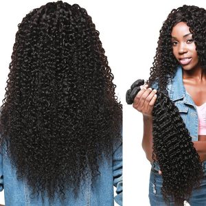 Alternative view of Brazilian Unprocessed Curly Virgin Weave Hair 3 Bundles with Closure Deep Curly Human Hair Extensions