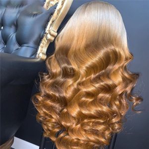Highlight Wig Brown Ombre Colored Human Hair Lace Front Wigs Pre Plucked Brazilian Wavy Colored Human Hair Wigs Bleached Knots - Image 3