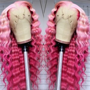 Body Wave Pink Ombre Colored Lace Front Wig Peruvian Remy Straight Human Hair Wigs For Women Wavy Highlight Human Hair Wig 150% - Image 3