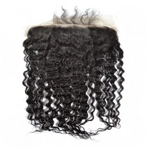 Alternative view of 13X6 Deep Wave Ear To Ear Brazilian Lace Frontal Closure With Baby Hair Natural Color 130% Density