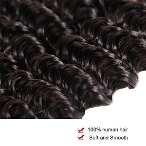 8a Deep Curly Wave 3 Bundles with Lace Frontal Closure 13×4 Ear to Ear Frontal with Bundles Bleached Knots Unprocessed Brazilian Deep Wave Hair - Image 5