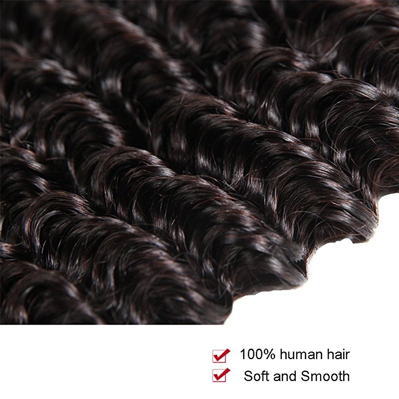 8a Deep Curly Wave 3 Bundles with Lace Frontal Closure 13×4 Ear to Ear Frontal with Bundles Bleached Knots Unprocessed Brazilian Deep Wave Hair - Image 5