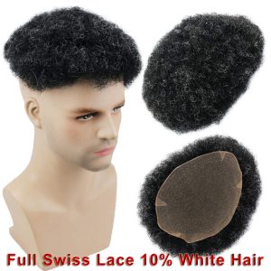 Human Hair Afro Curly Mens Toupee Hairpiece Wig Mono Base with Hard PU Reforced Color #1B Black 8x10 Men's Toupee Kinky Curly - Image 8