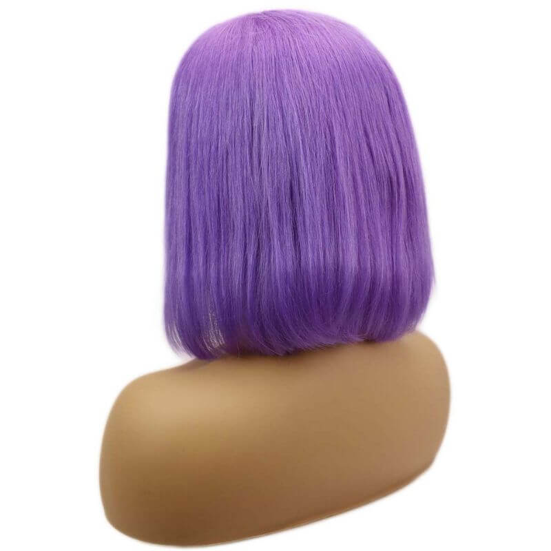 Purple Short Bob Human Hair Wigs Brazilian Remy Pre Plucked Bob Wig Transparent Lace Wigs Glueless Colored Wigs - Image 4