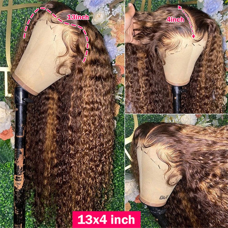 4/27 Curly Highlight Hd Lace Front Human Hair Wigs Pre Plucked Color Wig For African American - Image 6