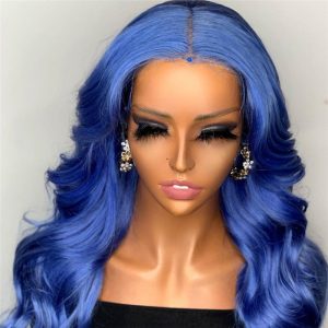 Straight Blue Lace Front Human Hair Wigs For Black Women 150% Density Remy Malaysian Lace Frontal Wigs Pre Plucked Closure Wig - Image 4