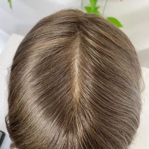 Men's Toupee #4 Brown Color Toupee for Men Cambodian Human Hair System Super Thin Skin Base Full PU Hairpieces 8x10 Inch V-Loop Hair Replacement - Image 3