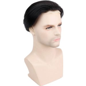 Hairpieces Replacement System For Men Swiss Lace Net With Half Pu Around Hair 100% European Remy Human Hair 10x8 - Image 6