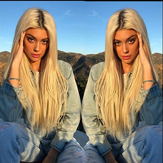 Silky Straight Ombre Blonde 360 Lace Human Hair Wigs 1B/613 Color With Free Part 130% Density For Women - Image 5