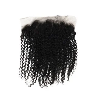 Alternative view of Jerry Curly 13x6 Human Hair Lace Frontal Closure Frontal Bleached Knots With Bundles Baby Hair Natural Color
