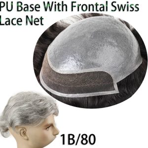 Hairpieces Replacement System For Men Swiss Lace Net With Half Pu Around Hair 100% European Remy Human Hair 10x8 - Image 28