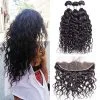 Brazilian Remy Hair Bundles with Frontal Water Wave 3 Bundles With 13x4 Lace Frontal Closure Wet And Wavy Human Hair Weave Natural