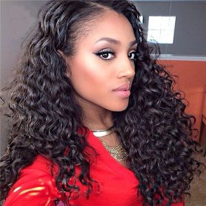 300% High Density Lace Front Human Hair Wig Deep Wave Unprocessed Brazilian Human Hair Lace Front Wig for Black Women Natural Color (20 inch)