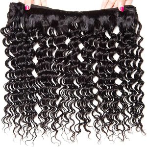 Brazilian Deep Wave 3 Bundles with Closure 8A Unprocessed Deep Curly Human Hair Extensions with Three Part Lace Closur Remy Hair - Image 6