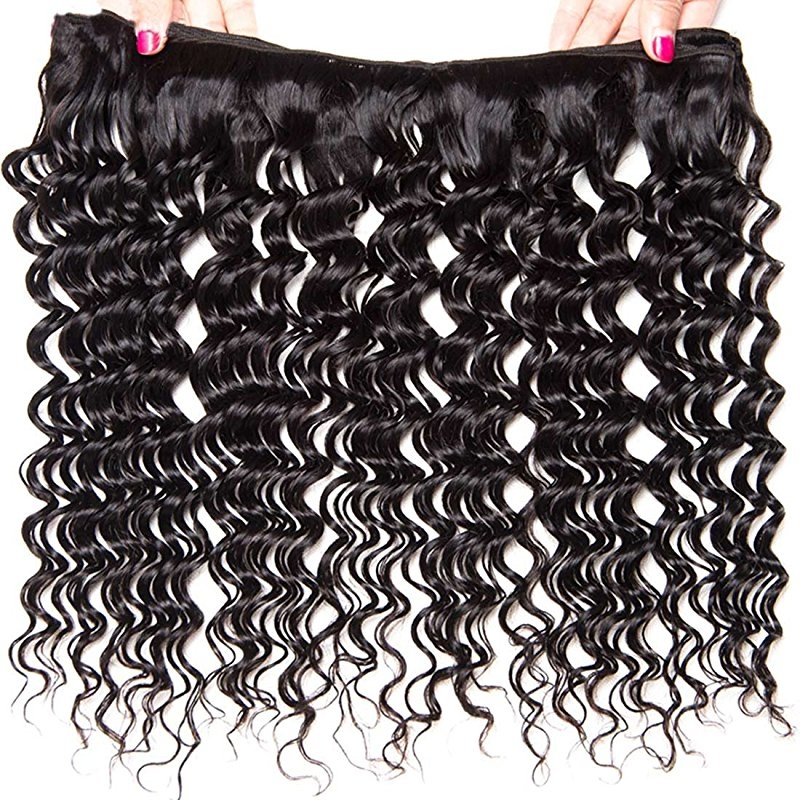 Brazilian Deep Wave 3 Bundles with Closure 8A Unprocessed Deep Curly Human Hair Extensions with Three Part Lace Closur Remy Hair - Image 6
