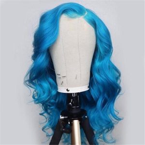 Alternative view of Real Human Hair Body Wave Ocean Blue Lace Front Wigs