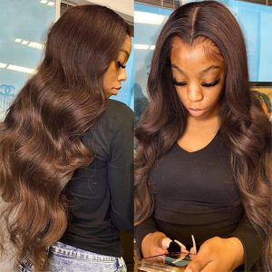 #4 Chocolate Brown Colored 13*6 Hd Lace Front Wig Human Hair Wigs Skin Melt For Black Women - Image 3