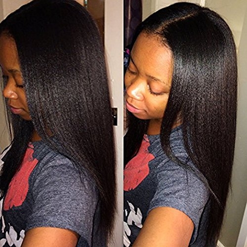 U Part Wig Human Hair for Black Women Brazilian Yaki Straight Natural Color - Image 3