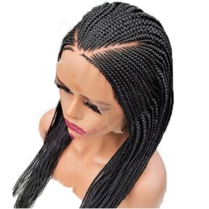 Black Braided Synthetic Lace Wigs High Temperature Fiber Hair Lace Front Wig Long Braided Box Braids Twist Wigs For Women - Image 2