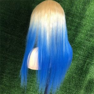 Straight 613 Blonde Blue Ombre Lace Front Wig Peruvian Remy Hair Colored Human Hair Wigs For Women Transparent Lace Wigs - Image 3