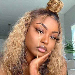 Loose Wave 13x4 Highlighted Lace Frontal Wig Brazilian Remy 4/27 Honey Blonde Lace Front Wigs Highlight Colored Human Hair Wigs