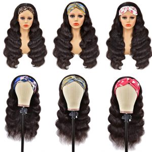 Headband Wigs For Black Women Water Wave Headband Wig Human Hair Band Wig Glueless None Lace Front Wigs Machine Made Easy Wear Wigs - Image 2