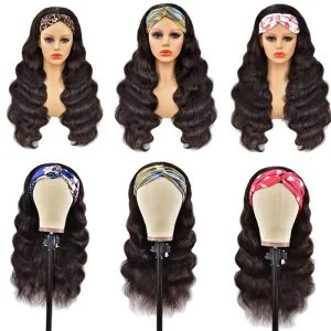 Alternative view of Headband Wigs For Black Women Water Wave Headband Wig Human Hair Band Wig Glueless None Lace Front Wigs Machine Made Easy Wear Wigs