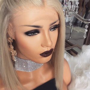 Glueless Lace Front Blond Human Hair Bob Wigs With Baby Hair Pre Plucked #60 Light Blonde Short Brazilian Full Lace Wigs Cap Top Grade Remy Hair - Image 6