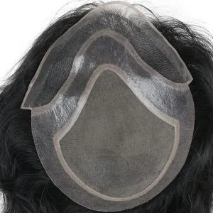 Alternative view of Pwigs 100% European Virgin Human Hair Toupee for Men with Soft Thin Super Mono Lace 10" x 8" Straight hair pieces 4 Brown Color