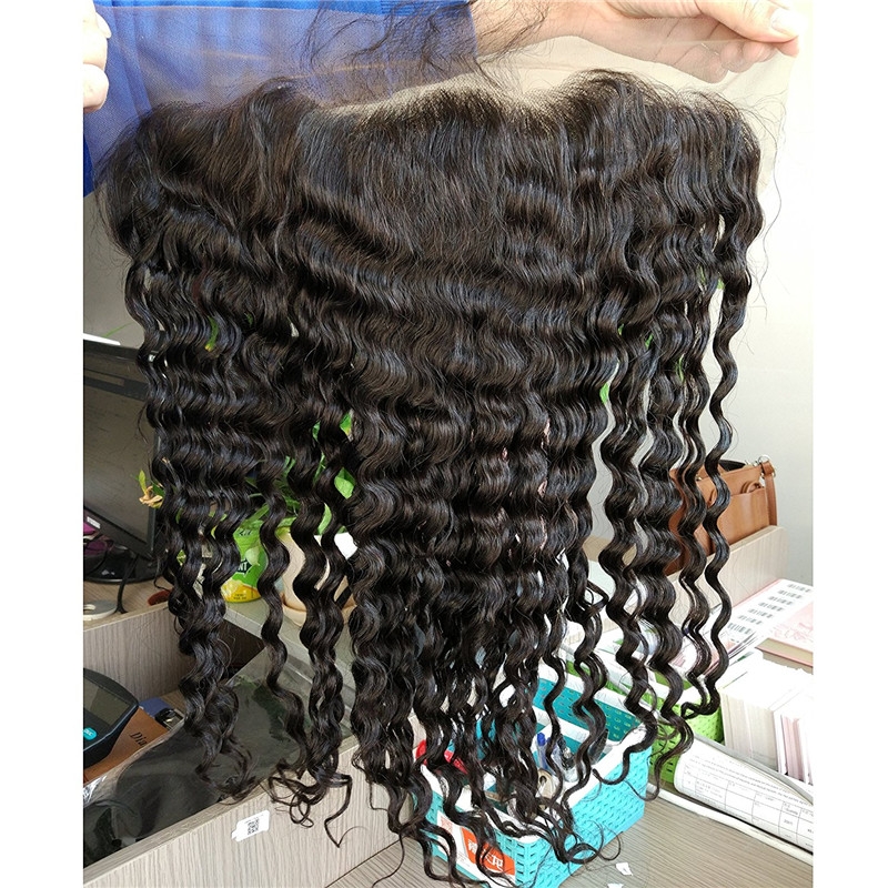 13x6 Full Lace Frontal Closure 150% Density Deep Wave Free Part Brazilian Human Hair Full Lace Closure Bleached Knots with Baby Hair Natural Co - Image 4